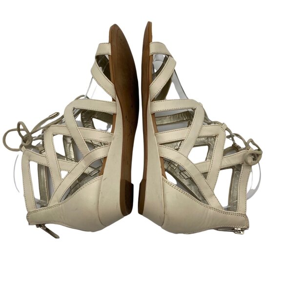Sam Edelman Dawson Beige Leather Low Wedge heel Ghillie Sandal Women's Sz 7.5 M - Picture 6 of 13